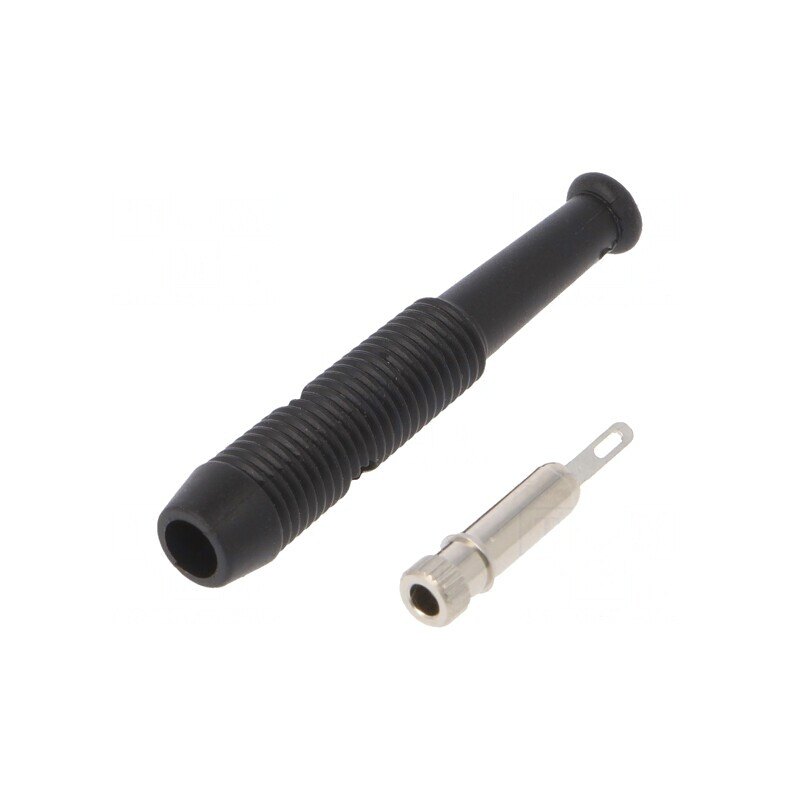 Soclu Banană 2mm 6A 60VDC Negru pe Cablu 39mm | Electronic-mag.ro | Componente Electronice