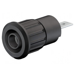 Soclu Banană 4mm 24A 1kV Negru Nichelat Alamă | Electronic-mag.ro | Componente Electronice