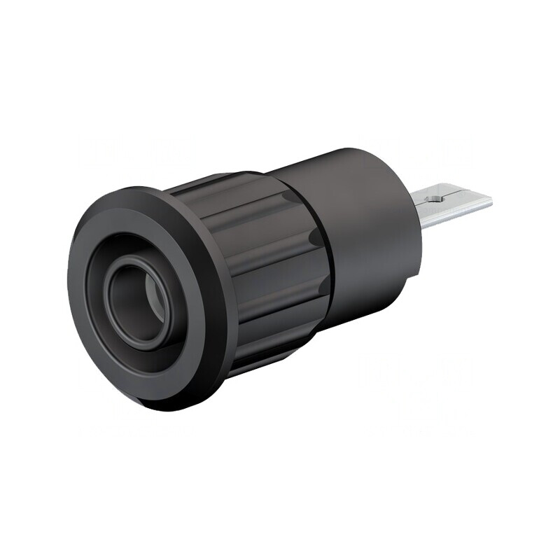 Soclu Banană 4mm 24A 1kV Negru Nichelat Alamă | Electronic-mag.ro | Componente Electronice