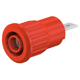 Soclu banană 4mm roșie 24A 1kV nichelat alamă | Electronic-mag.ro | Componente Electronice