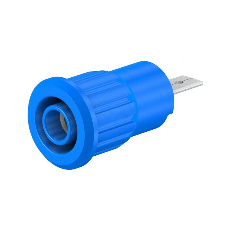Soclu Banană 4mm Albastru Nichelat 24A 1kV | Electronic-mag.ro | Componente Electronice