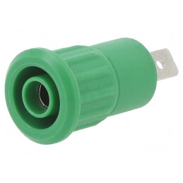 Soclu banană 4mm verde nichelat 24A 1kV | Electronic-mag.ro | Componente Electronice