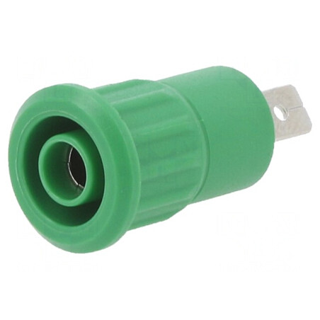 Soclu banană 4mm verde nichelat 24A 1kV | Electronic-mag.ro | Componente Electronice