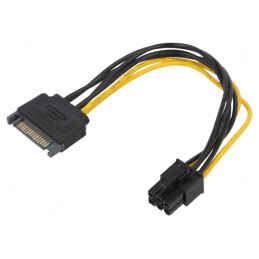 Cablu Alimentare SATA PCIe 6pin 0.15m | Electronic-mag.ro | Componente Electronice