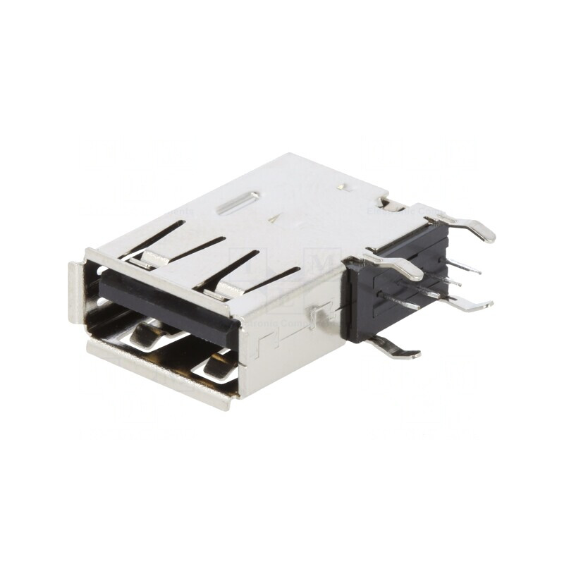 Conector USB A pentru PCB, THT, 4 pini, unghi 90°, aurit | Electronic-mag.ro | Componente Electronice