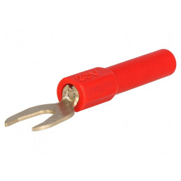 Adaptor Banană 4mm Furcă 60VDC 36A Roșu 51mm | Electronic-mag.ro | Componente Electronice