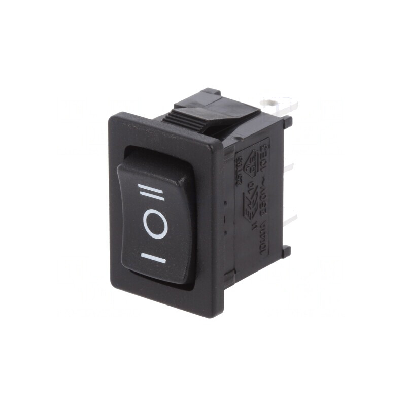Comutator Basculant Negru 3 Pini ON-OFF-ON 10A/250V | Electronic-mag.ro | Componente Electronice