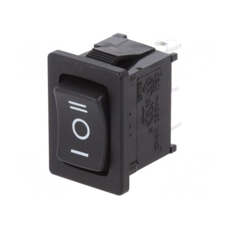 Comutator Basculant Negru 3 Pini ON-OFF-ON 10A/250V | Electronic-mag.ro | Componente Electronice