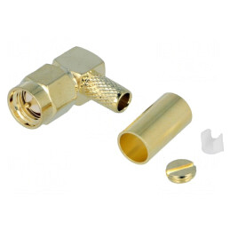 Mufă SMA Tată 90° RG58 Crimpat Aurită | Electronic-mag.ro | Componente Electronice