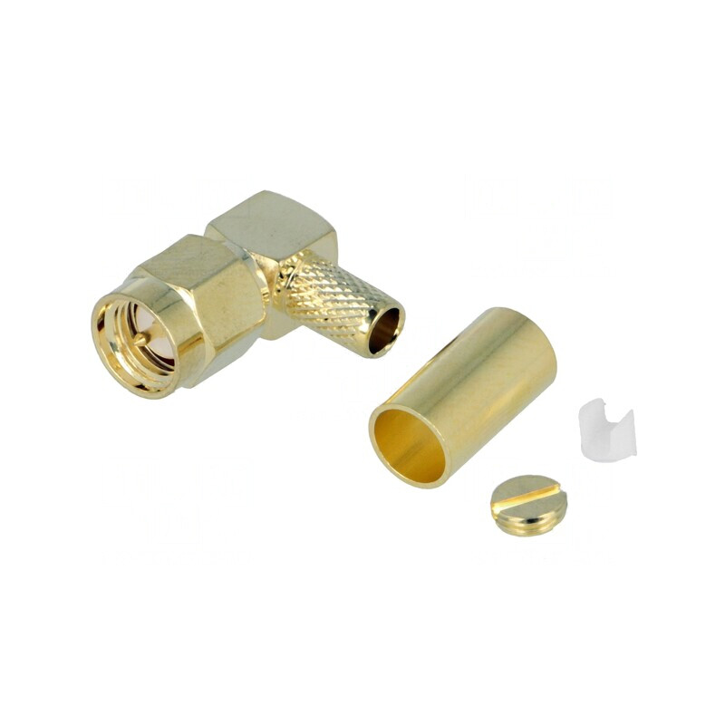 Mufă SMA Tată 90° RG58 Crimpat Aurită | Electronic-mag.ro | Componente Electronice
