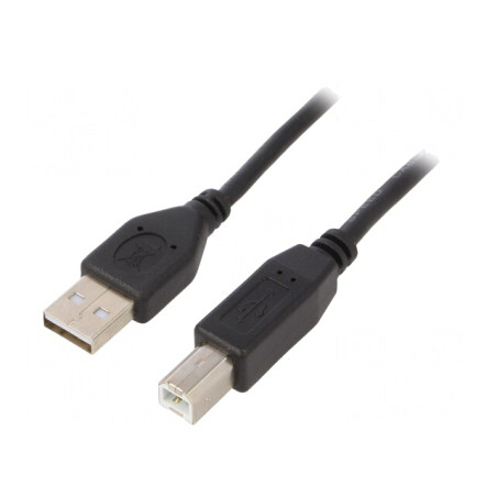 Cablu USB 2.0 A-B Aurit 1m Negru | Electronic-mag.ro | Componente Electronice