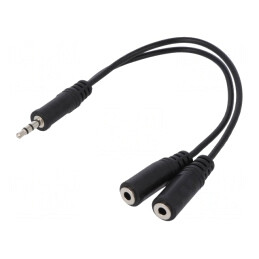 Cablu Audio Jack 3,5mm dublu soclu la mufă 20cm Negru | Electronic-mag.ro | Componente Electronice