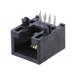 Soclu RJ45 Cat 5e Neecranat Aurit Profil Jos THT | Electronic-mag.ro | Componente Electronice