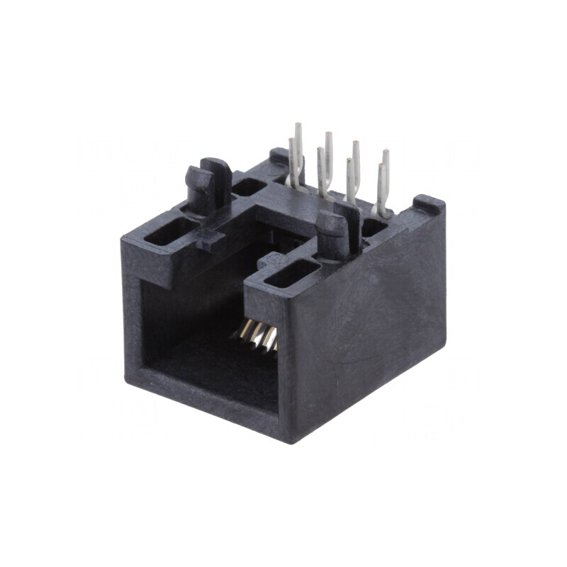 Soclu RJ45 Cat 5e Neecranat Aurit Profil Jos THT | Electronic-mag.ro | Componente Electronice