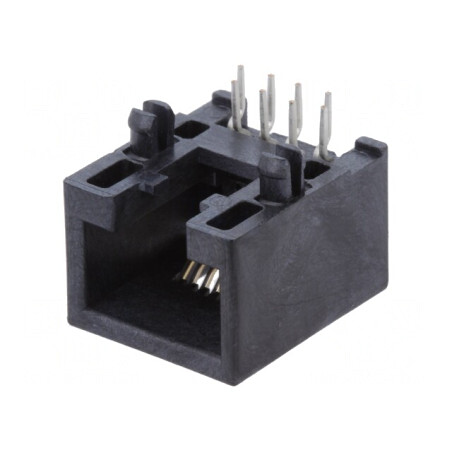 Soclu RJ45 Cat 5e Neecranat Aurit Profil Jos THT | Electronic-mag.ro | Componente Electronice
