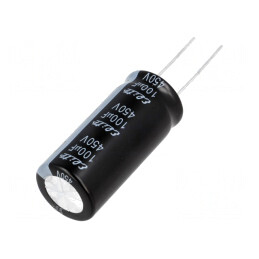 Condensator electrolitic THT 100uF 450V 18x40mm 20% | Electronic-mag.ro | Componente Electronice