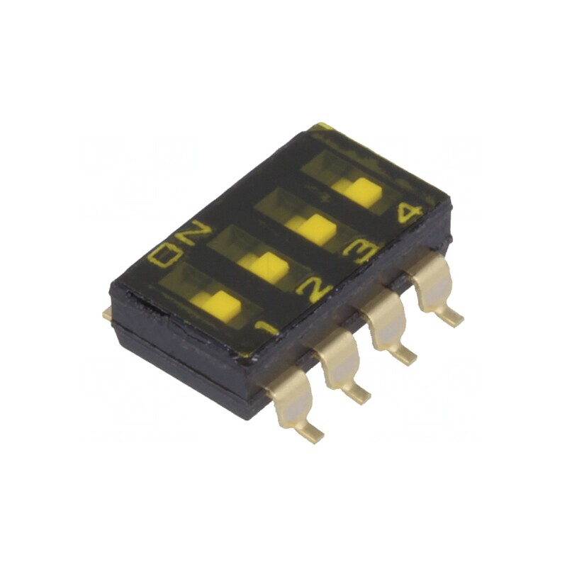 Comutator DIP-SWITCH 4 Secțiuni ON-OFF 0.025A 24VDC | Electronic-mag.ro | Componente Electronice