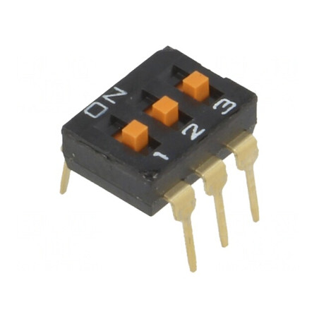 Comutator DIP-SWITCH 3 Secțiuni ON-OFF 24VDC | Electronic-mag.ro | Componente Electronice