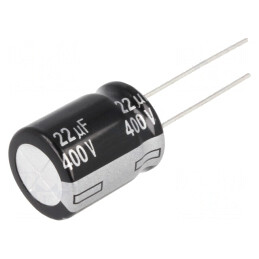 Condensator Electrolitic THT 22uF 400V Ø16x20mm | Electronic-mag.ro | Componente Electronice