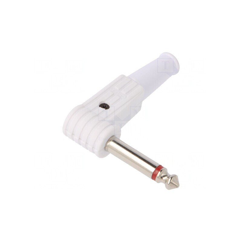Mufă Jack 6.3mm Mono în unghi 90° Albă | Electronic-mag.ro | Componente Electronice