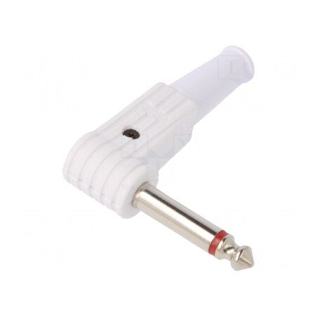 Mufă Jack 6.3mm Mono în unghi 90° Albă | Electronic-mag.ro | Componente Electronice