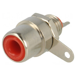 Soclu RCA Mamă Lipire Nichelat Roșu | Electronic-mag.ro | Componente Electronice