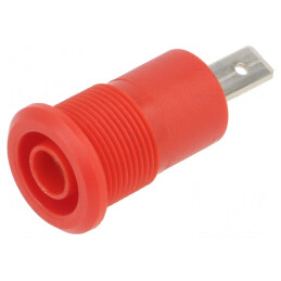 Soclu Banană 4mm 24A 1kV Roșu Nichelat Panou | Electronic-mag.ro | Componente Electronice