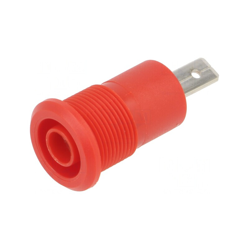 Soclu Banană 4mm 24A 1kV Roșu Nichelat Panou | Electronic-mag.ro | Componente Electronice