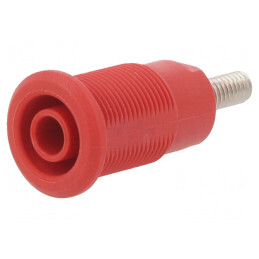 Soclu Banană 4mm 32A Roșu Nichelat 33mm | Electronic-mag.ro | Componente Electronice