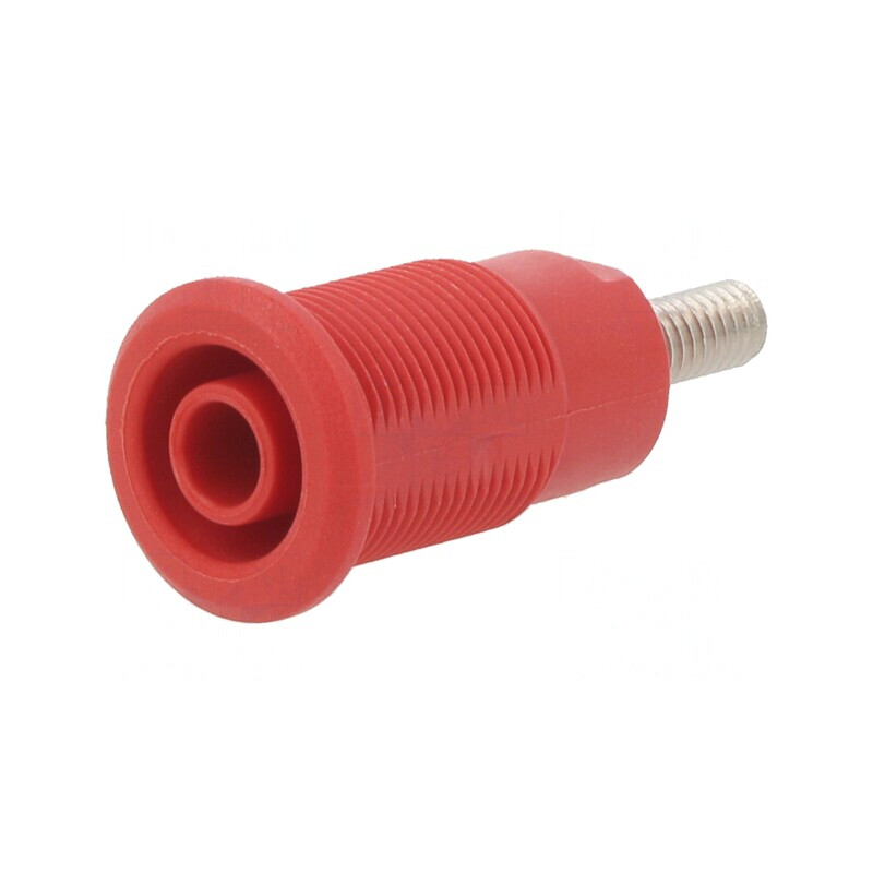 Soclu Banană 4mm 32A Roșu Nichelat 33mm | Electronic-mag.ro | Componente Electronice