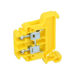Conector Îmbinare Șine 0,5-4mm2 Piste 1 Borne 2 Galben TS35 | Electronic-mag.ro | Componente Electronice