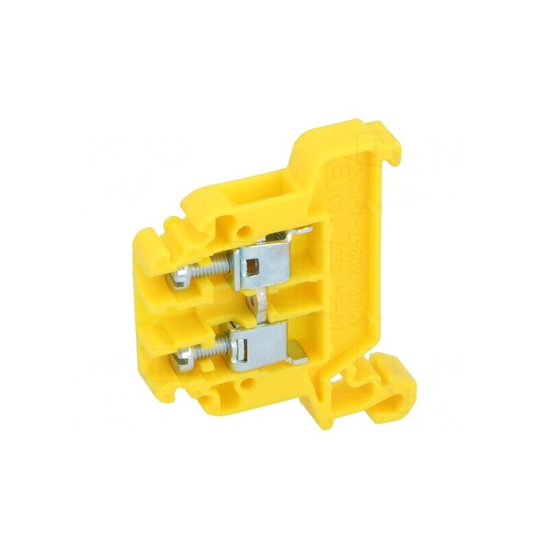 Conector Îmbinare Șine 0,5-4mm2 Piste 1 Borne 2 Galben TS35 | Electronic-mag.ro | Componente Electronice