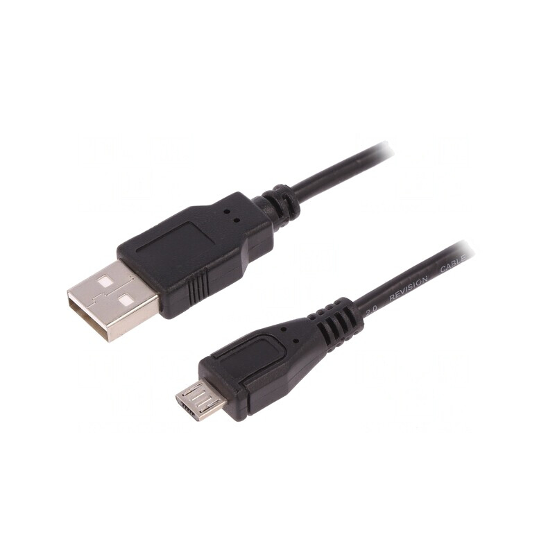 Cablu USB 2.0 A la Micro B 1m Negru | Electronic-mag.ro | Componente Electronice