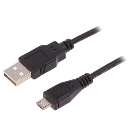 Cablu USB 2.0 A la Micro B 1m Negru | Electronic-mag.ro | Componente Electronice