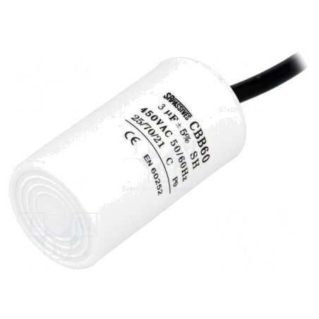 Condensator pentru Motoare 3uF 450V Ø35x60mm | Electronic-mag.ro | Componente Electronice