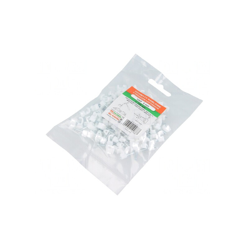 Suport Alb pentru Cablu Plat cu Cui - Pachet 100 Buc. | Electronic-mag.ro | Componente Electronice