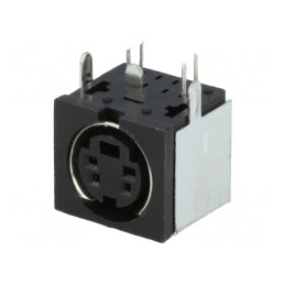 Soclu DIN mini mamă 4 PIN ecranat THT pentru PCB 100V 1A | Electronic-mag.ro | Componente Electronice