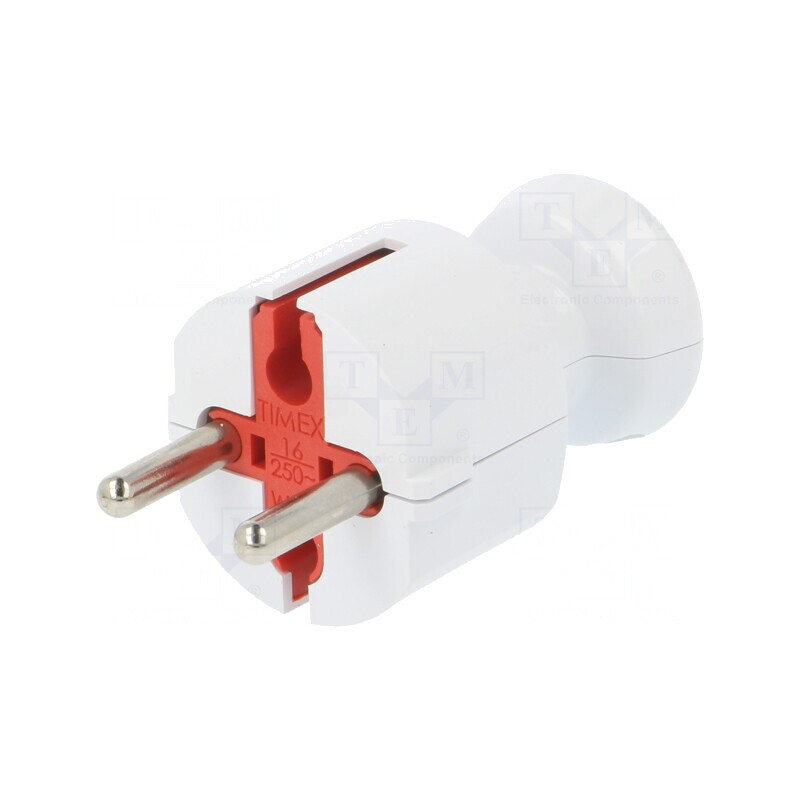Conector Alimentare AC Tată 2P 250V 16A Alb Pe Cablu | Electronic-mag.ro | Componente Electronice
