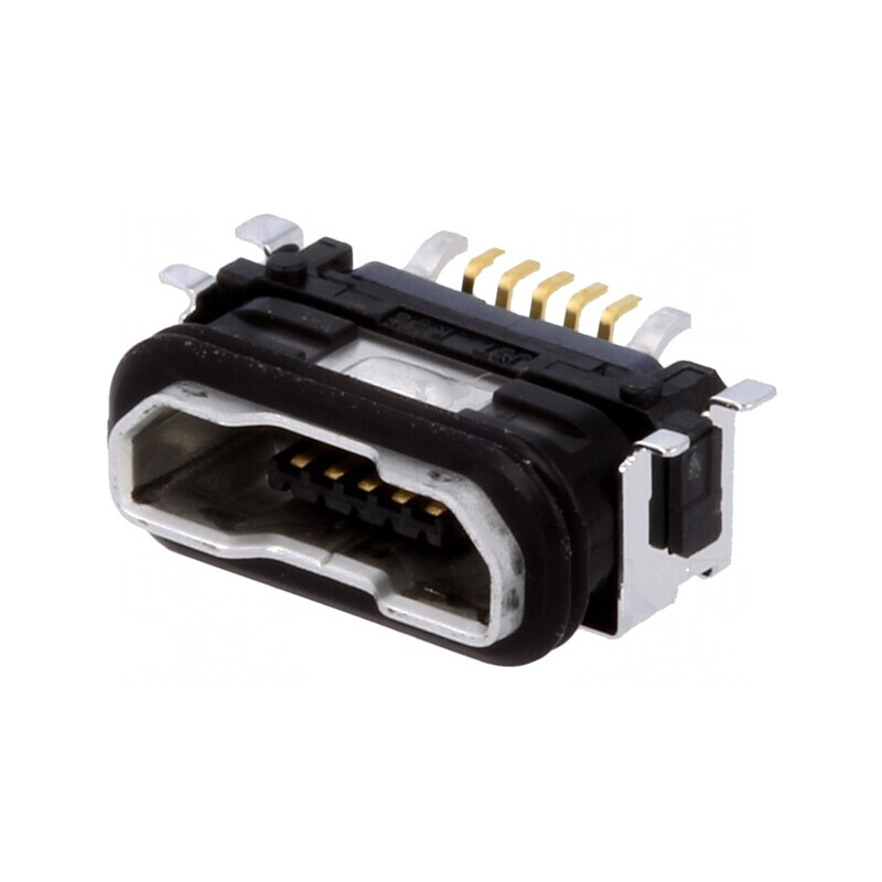 Soclu USB B Micro SMT 5 Pin Sigiliu Aurit USB 2.0 IPX7 | Electronic-mag.ro | Componente Electronice
