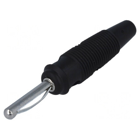 Mufă banană 4mm 16A neagră nichelată | Electronic-mag.ro | Componente Electronice