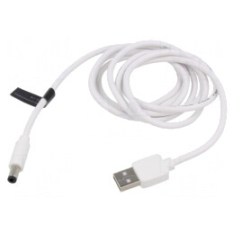 Cablu USB A la DC 5.5/2.5 Alb 1m | Electronic-mag.ro | Componente Electronice