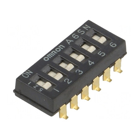 Comutator DIP-SWITCH 6 Secțiuni ON-OFF 24VDC | Electronic-mag.ro | Componente Electronice