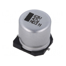 Condensator Electrolitic SMD 47uF 63V 10x10x10mm | Electronic-mag.ro | Componente Electronice