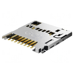 Conector pentru carduri microSD push-push SMT auriu