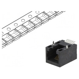 Soclu RJ12 6P6C SMT Orizontal Cat5 | Electronic-mag.ro | Componente Electronice