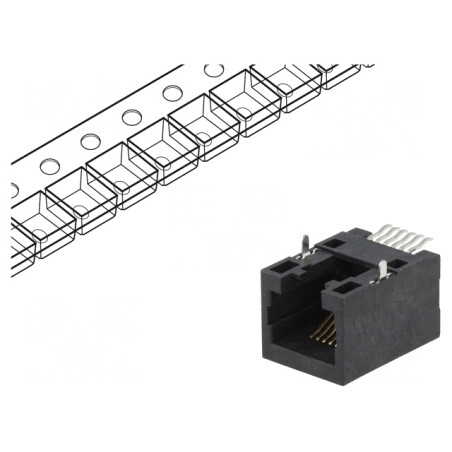 Soclu RJ12 6P6C SMT Orizontal Cat5 | Electronic-mag.ro | Componente Electronice