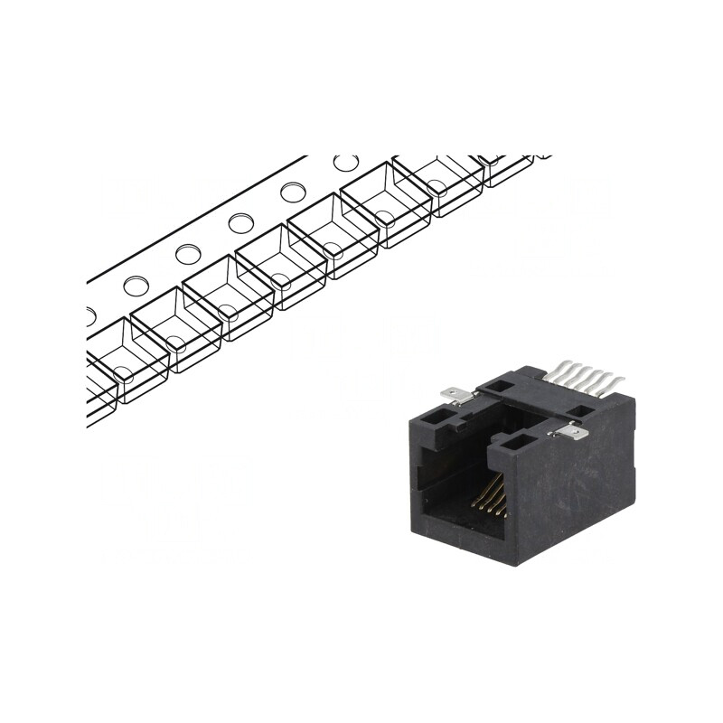 Soclu RJ12 Cat 5 6p6c SMT Orizontal | Electronic-mag.ro | Componente Electronice