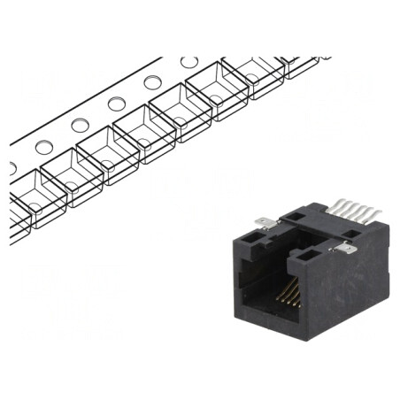 Soclu RJ12 Cat 5 6p6c SMT Orizontal | Electronic-mag.ro | Componente Electronice