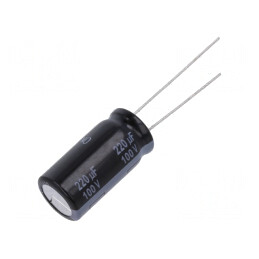 Condensator Electrolitic Low ESR THT 220uF 100V 12.5x25mm | Electronic-mag.ro | Componente Electronice
