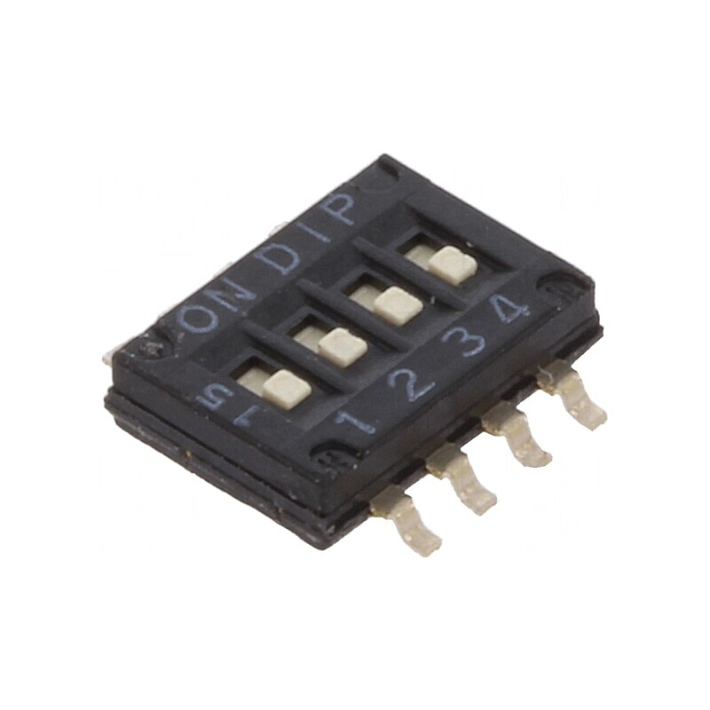 Comutator DIP-SWITCH 4 secțiuni ON-OFF SMT 0,1A 50VDC | Electronic-mag.ro | Componente Electronice